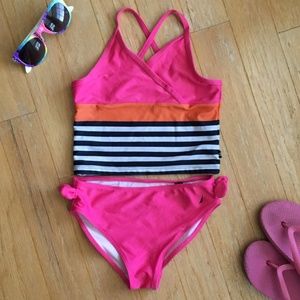 Nautica Tankini Girls Swimsuit Size 6 Pink